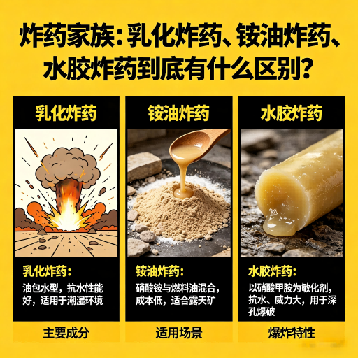 沿滩炸药家族：乳化炸药、铵油炸药、水胶炸药到底有什么区别？